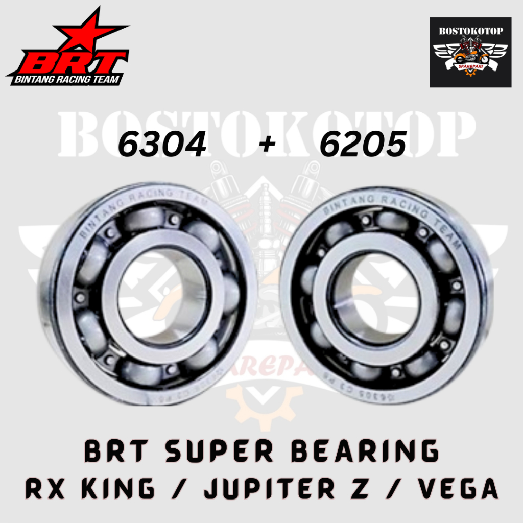 BRT Bintang Racing Team Super Bearing Laher Kruk As Motor RX King / Jupiter Z / Vega R Set 6205 + 63