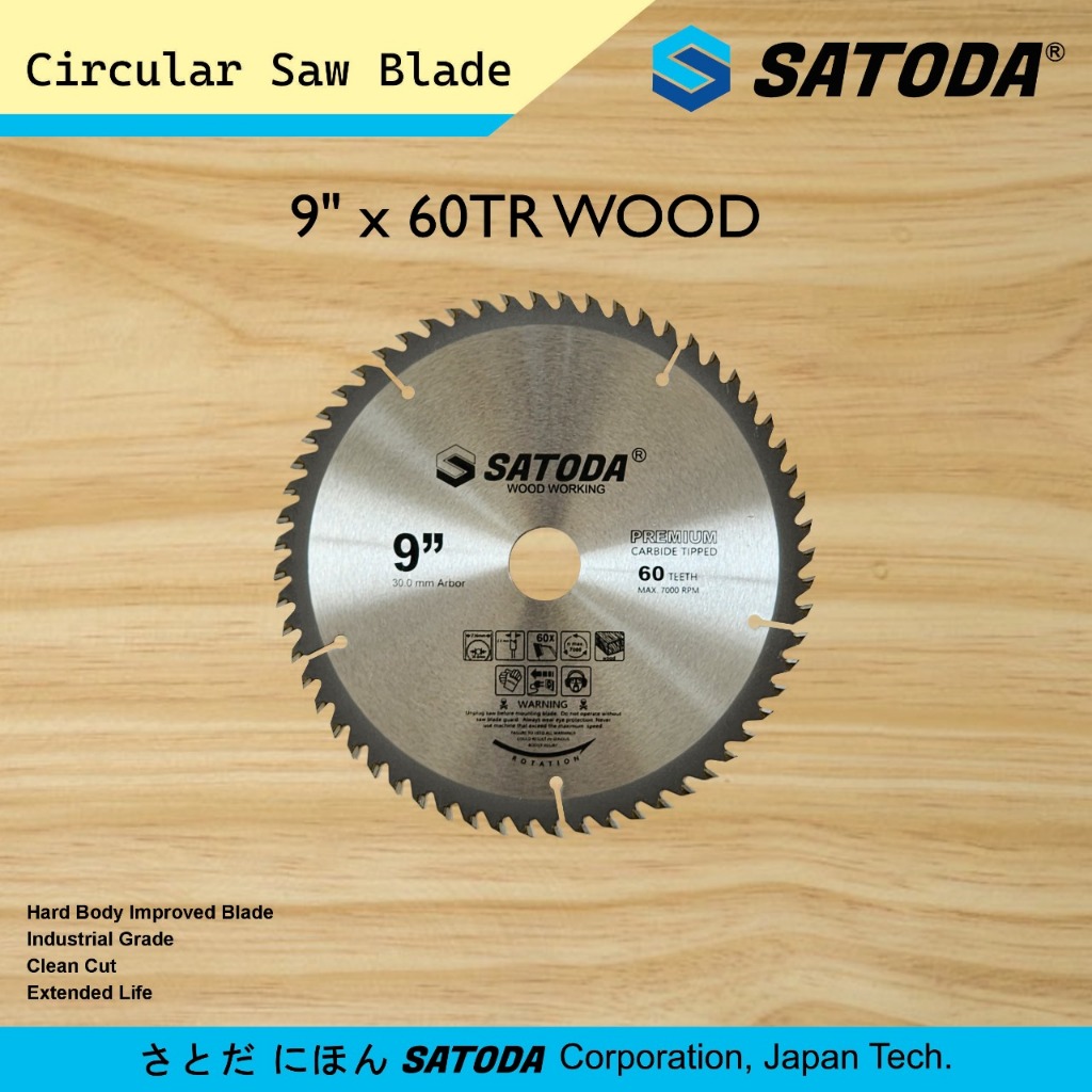 Mata Gergaji Kayu 9 Inch x 60T Satoda Japan Tech Circular Saw Blade