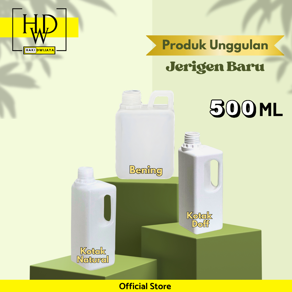 Jerigen Plastik Baru Serbaguna Ukuran 500ml Wadah Cairan Food Grade Tahan Bocor & Kuat Termasuk Tutu