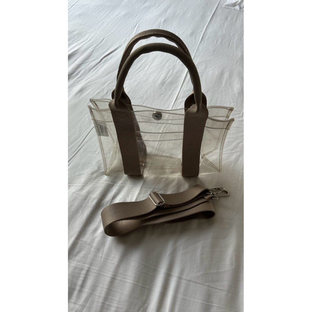 PVC bag konser coklat nude Roujee sling bag transparant