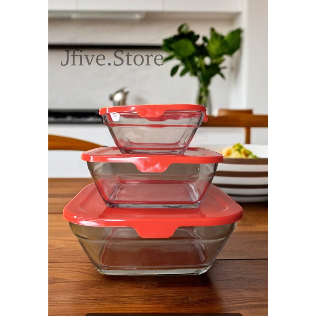 1 Set Mangkok | Mangkok Kaca dengan tutup | Mangkok Makan