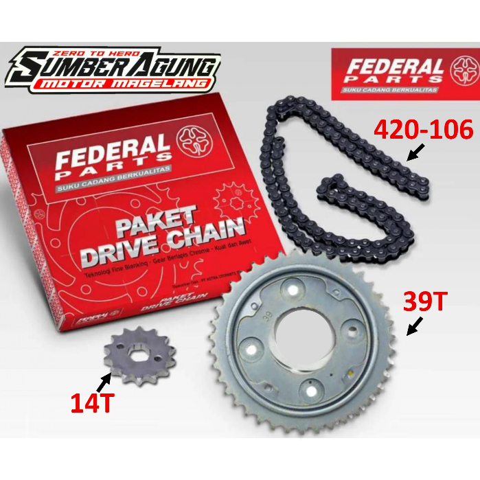 PAKET GIR GEARSET GIRSET NEW SUPRA X 125 FI BLADE 125 FI ORI FEDERAL FP-412P0-K41-220C