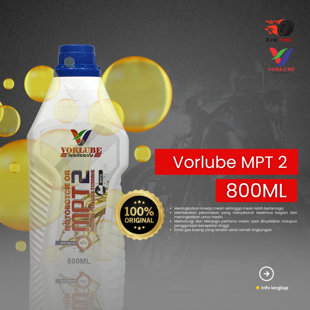 OLI MESIN MATIC OLI MPT 2 0,8L JASO SF 20W - 40 VORLUBE LUBRICANT MURAH SNI MPT2