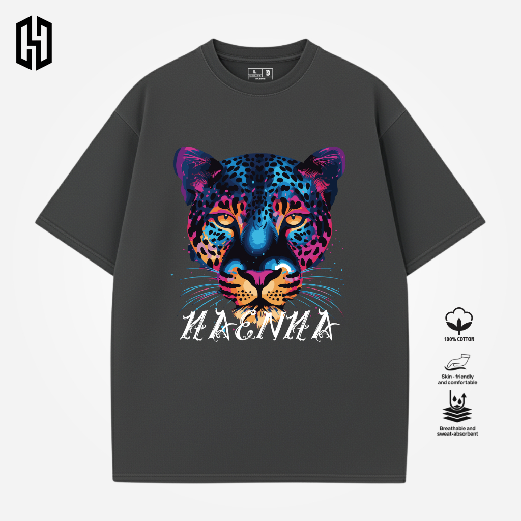 HAENHA Kaos Oversize Heavyweight Leopard Cotton Combed 16S