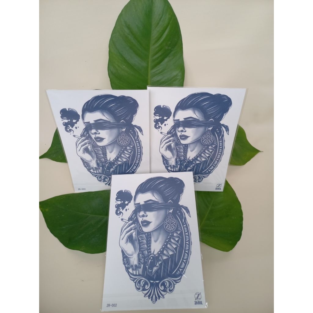 [ SEMI PERMANEN ] COD Tatto temporer ZR-002 Wanita buta tatto size 21x15 temporary tubuh tangan pung