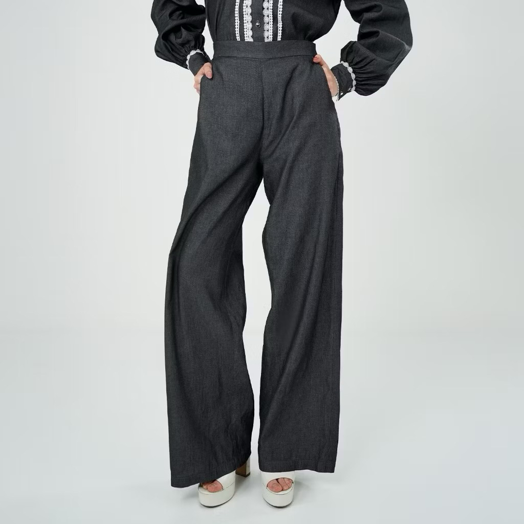 MANDJHA Alexis Black Pants By IVAN GUNAWAN - Celana Kulot Modest Denim  ORIGINAL