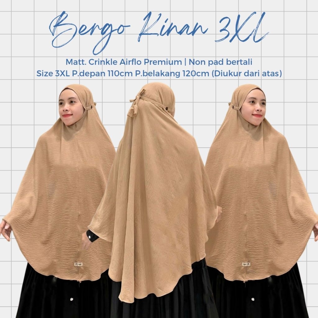 Hijab Bergo Kinan SN 3XL Crinkle Airflow Premium / Bergo Tali Non Pad Crinkle XXXL