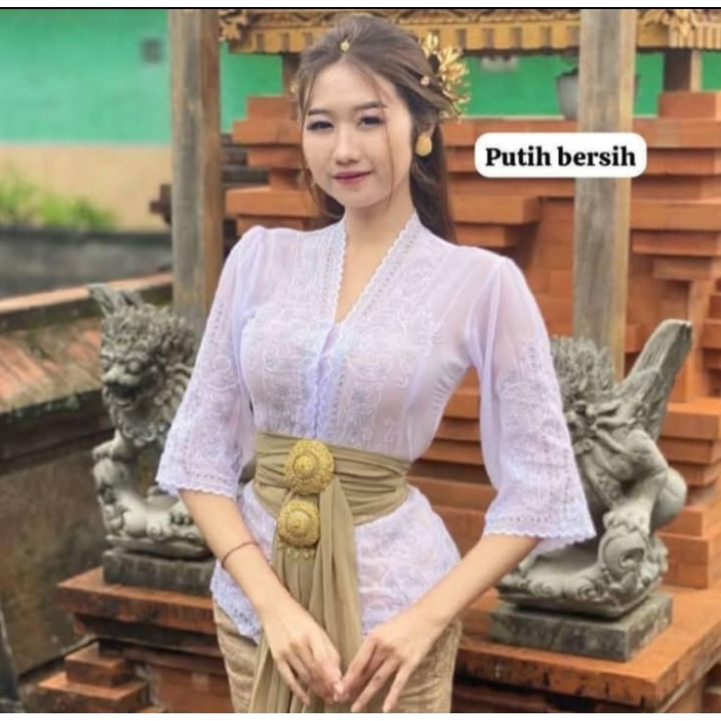 Kebaya Jadi Bordir Tangan Lonceng Motif Matahari Silver || Kebaya Adat Bali Modern || Kebaya Adat Ba