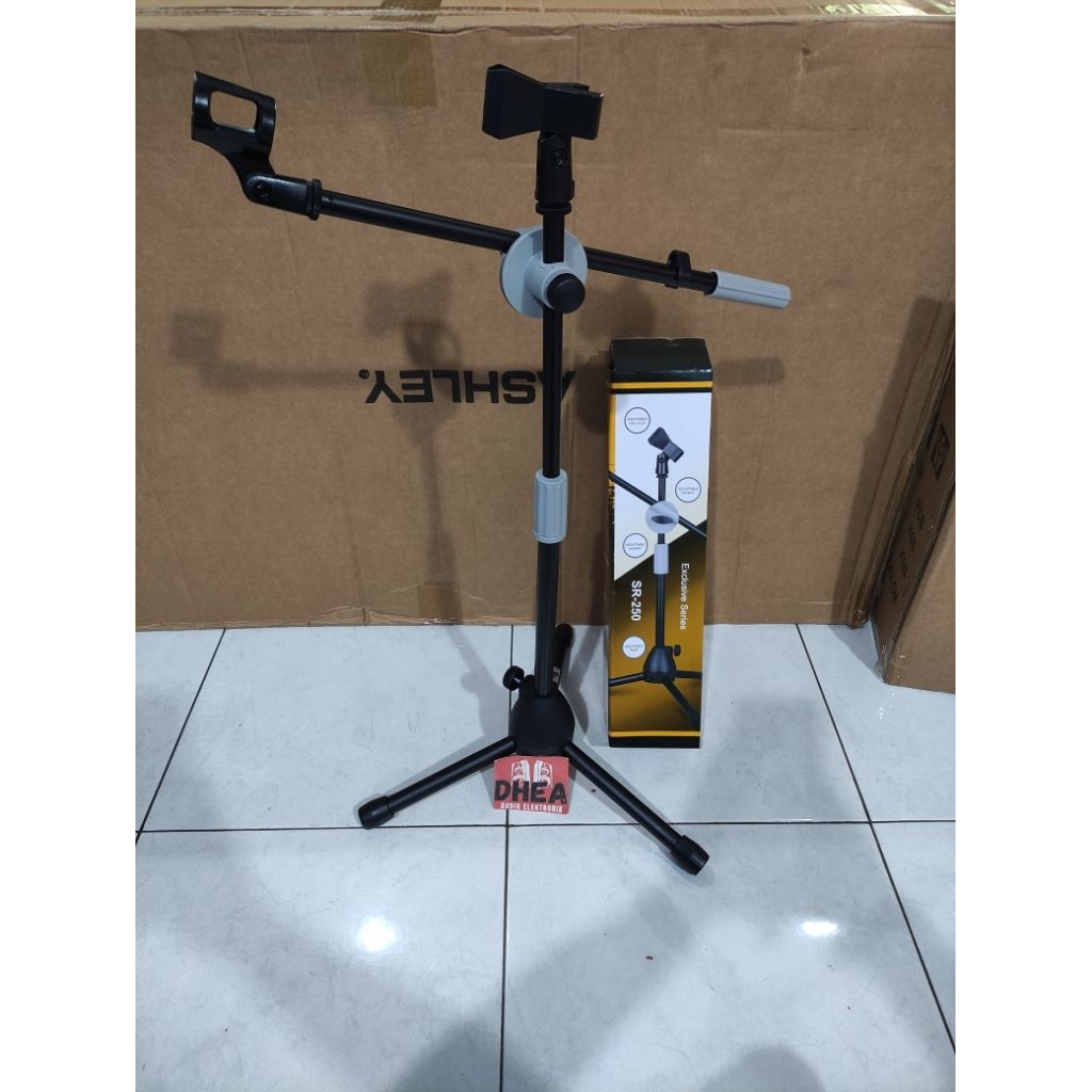 Stand Cagak Mic Pendek BMA SR-250 SR250 Double Mic SR 250 Tripod Stand Microphone Stand Mic Berdiri 