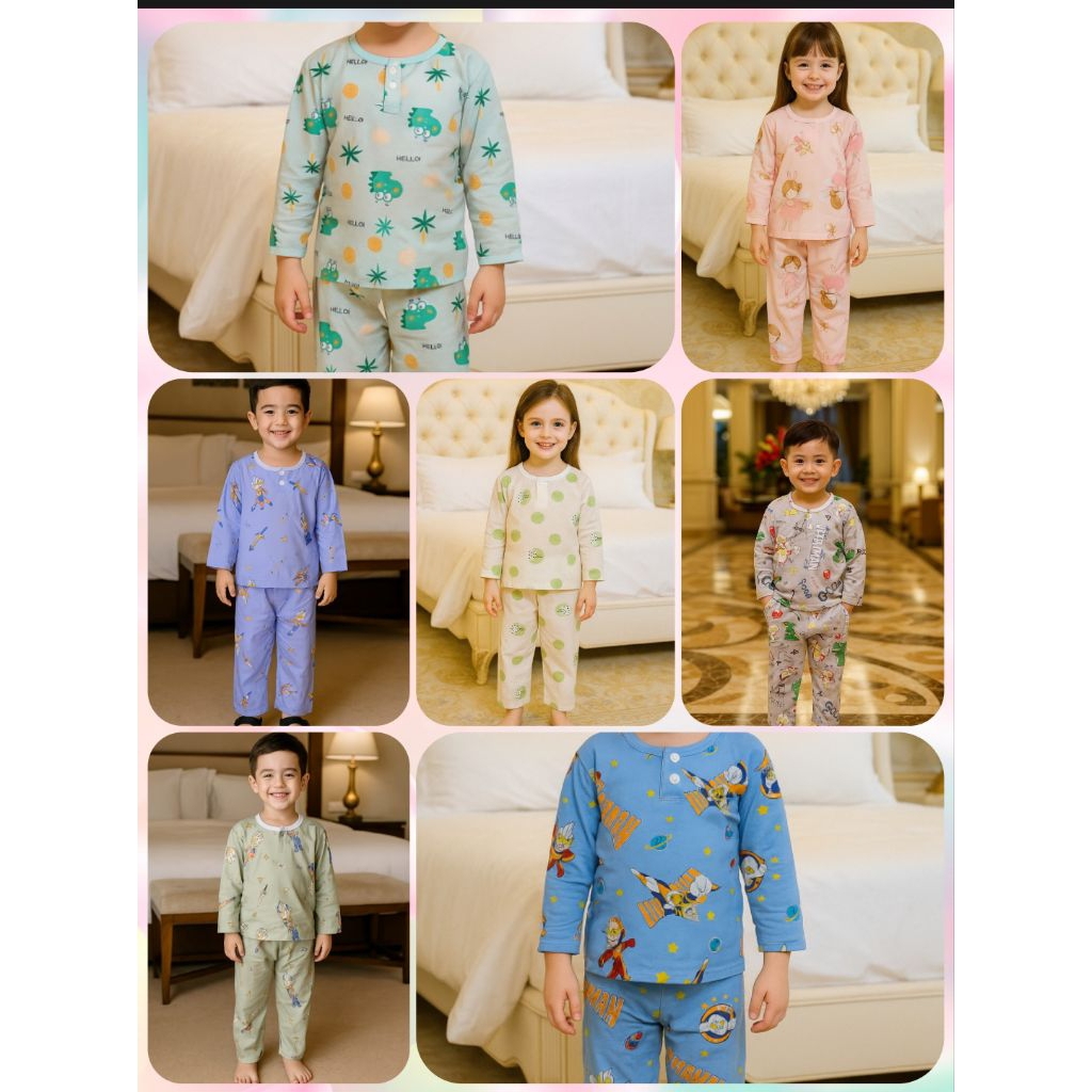 PIYAMA RAYON ANAK SIZE 4-9 TAHUN / PIYAMA RAYON ANAK IMPORT ADEM / BAJU TIDUR ANAK IMPORT / PIYAMA A