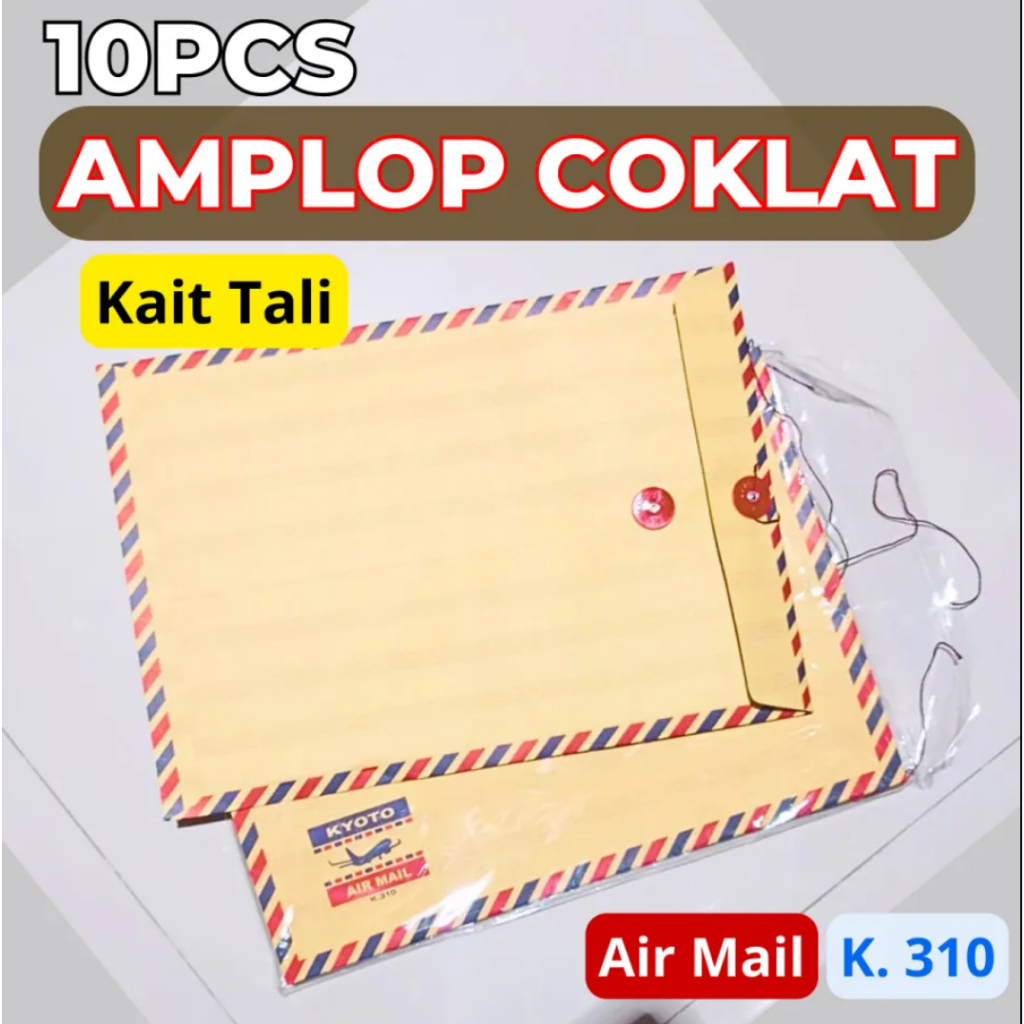 Amplop Coklat Tali E310 E311 Per Pak – Amplop Lamaran Kerja Air Mail Kiky / Random