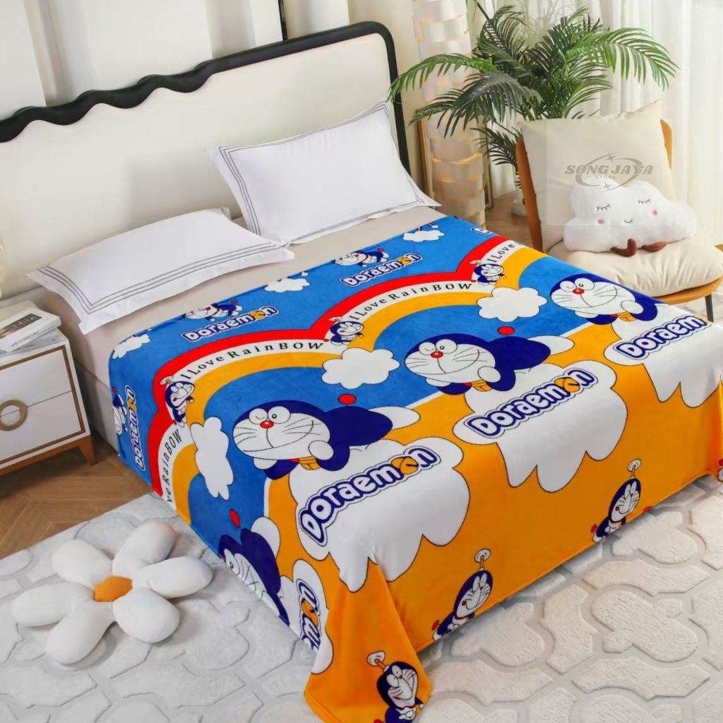 SELIMUT KARAKTER SELIMUT BULU HALUS KARAKTER SELIMUT TEBAL SELIMUT KARAKTER DORAEMON KEMASAN TAS