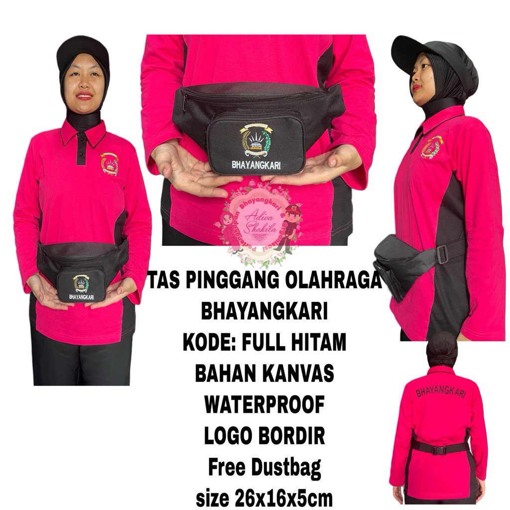 TAS PINGGANG OLAHRAGA BHAYANGKARI HITAM WATERPROF ANTI AIR