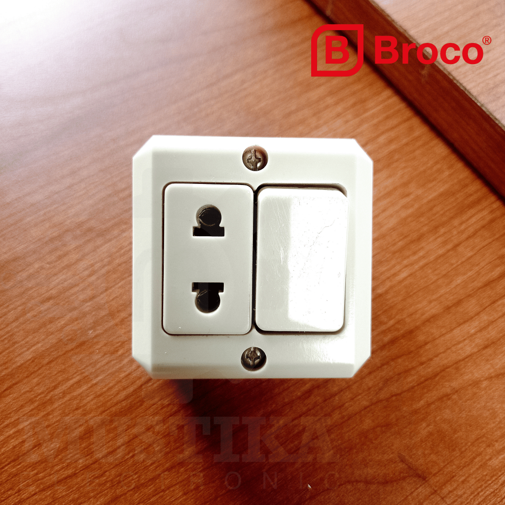 SAKLAR ENGKEL + STOP KONTAK OB TEMPEL TEMBOK ATAU KAYU SAKELAR ENGKEL STOP TIMBUL OUTBOW BROCO SNI