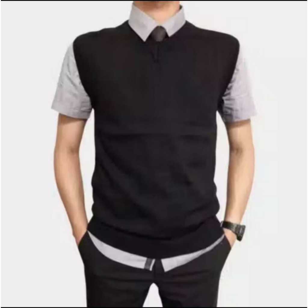 ROMPI RAJUT PRIA HITAM MOTIF POLOS BAHAN TEBAL