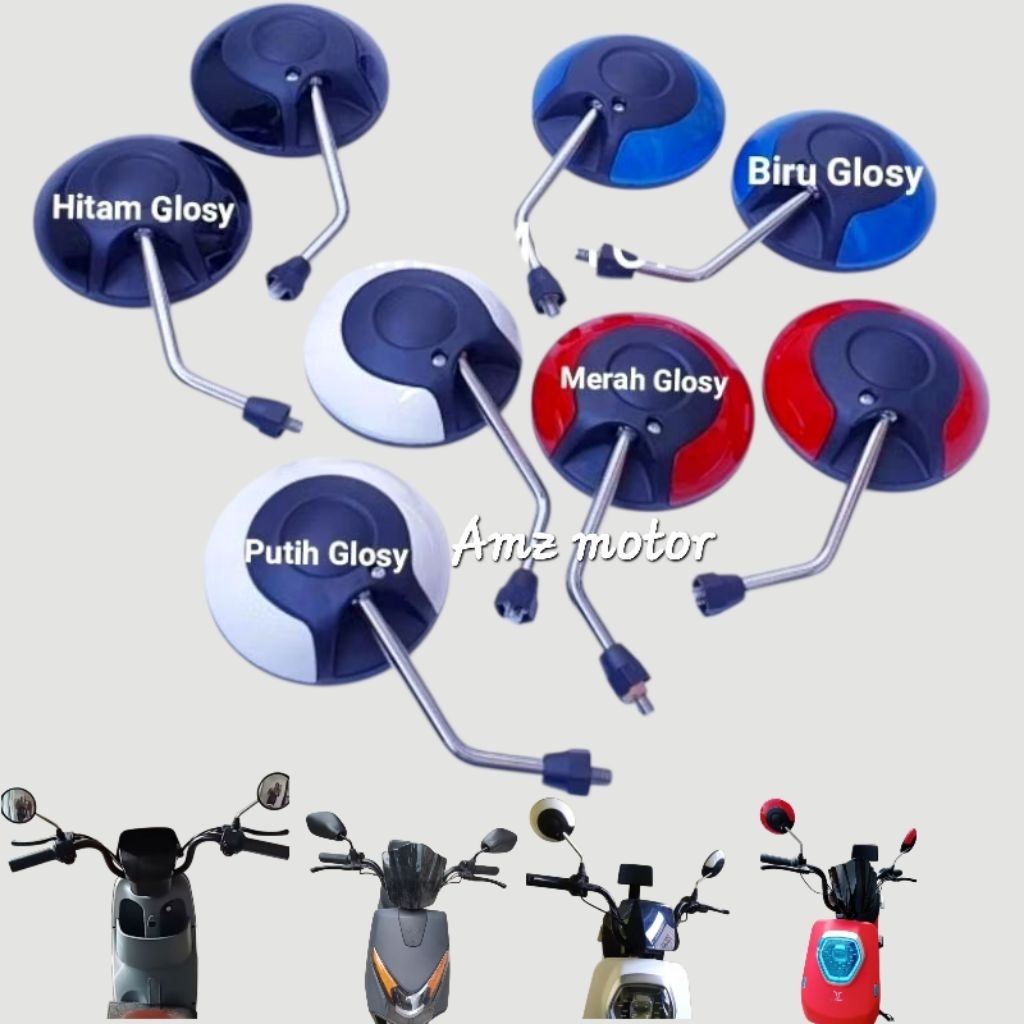 KACA SPION SEPEDA LISTRIK/SPION SEPEDA MOTOR LISTRIK DRAT 8MM HARGA SEPASANG