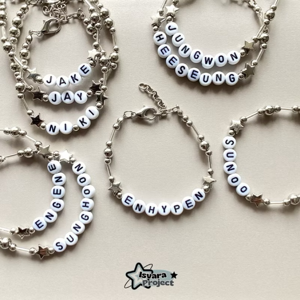 GELANG SILVER KPOP ENHYPEN ENGENE JUNGWON JAY JAKE NI-KI HEESEUNG SUNGHOON SUNOO BEADS BRACELET BY I