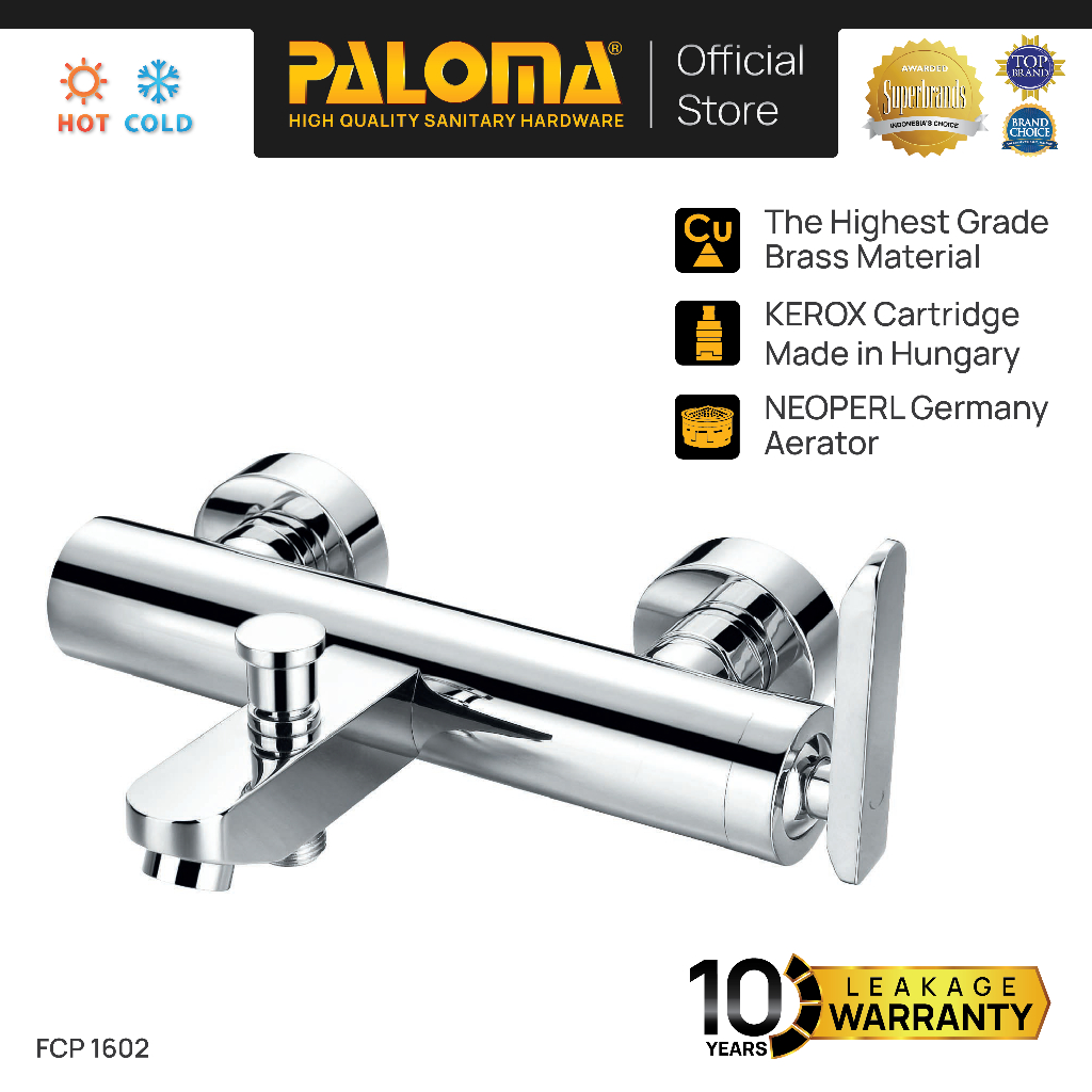 PALOMA FCP 1602 Keran Mixer Bathtub Shower Mandi Kran Air Panas Dingin Dinding Wall Mixer Hot Cold K