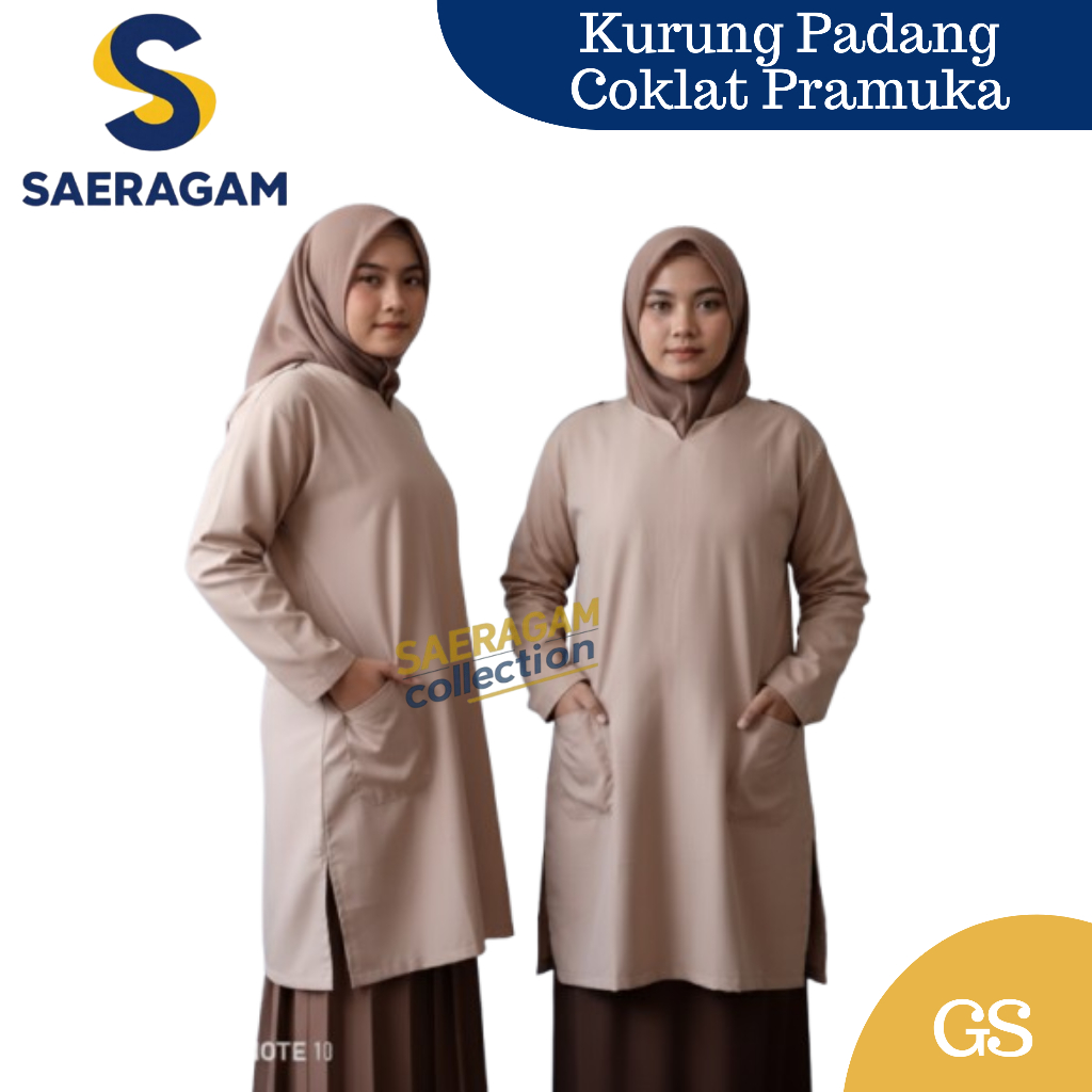 SAERAGAM Kurung Padang Pramuka Wanita – Baju Muslim Tunik Seragam Sekolah Premium
