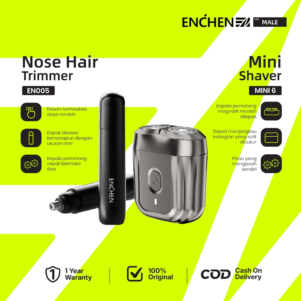 [Penawaran Kombo] ENCHEN Mini 6 & EN005 Mini Shaver Alat Cukur Jenggot Nose Ear Trimmer