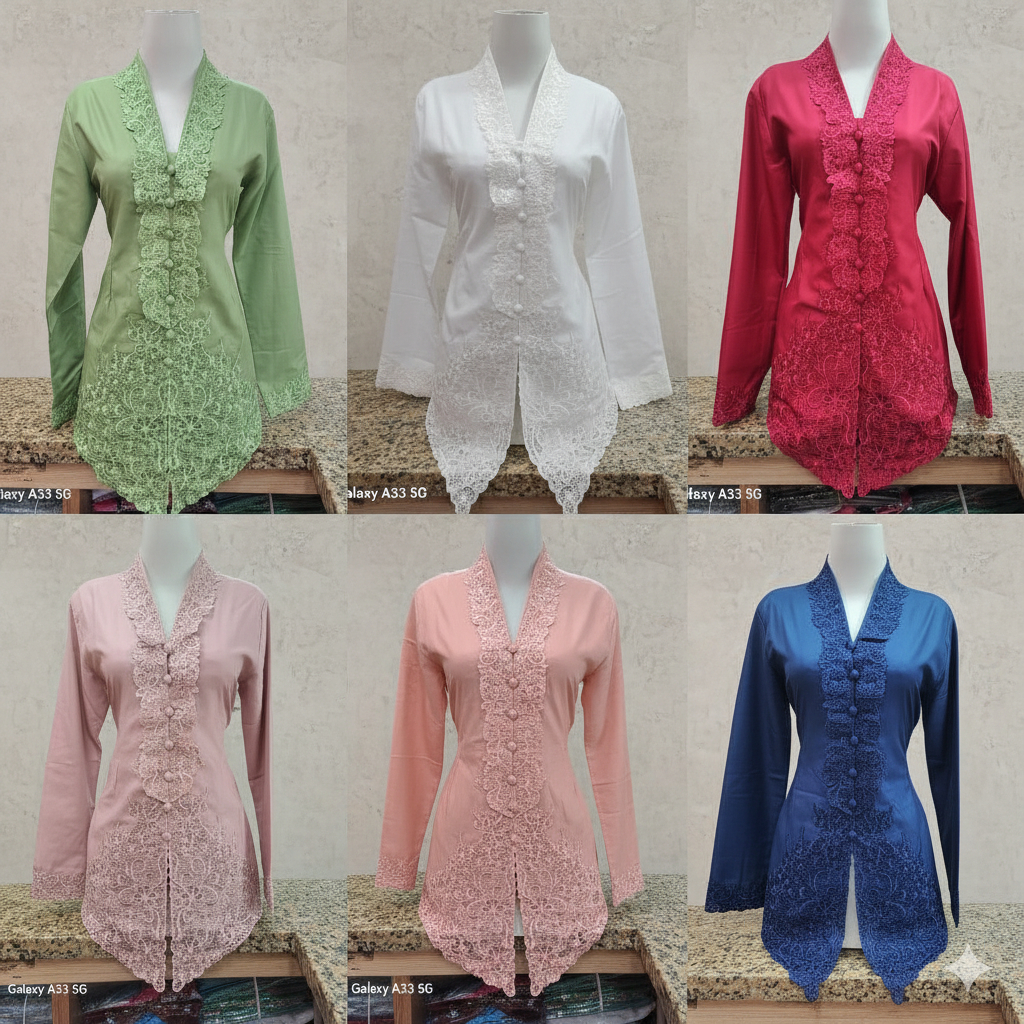 Kebaya Atasan Encim Toyobo Senada / Kebaya Wanita Polos / Atasan Kebaya Encim Jakarta