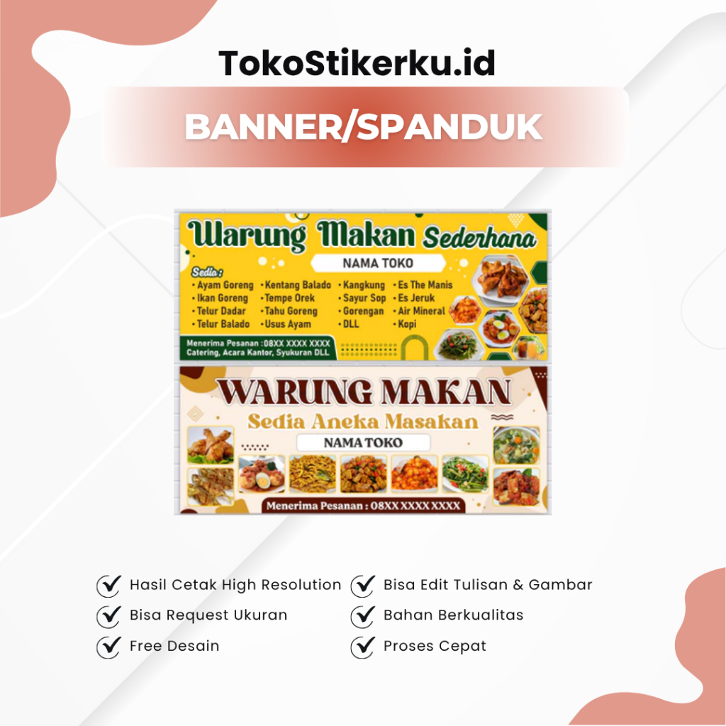 Spanduk Banner Warung Makan / Warung Nasi Masakan / Warteg