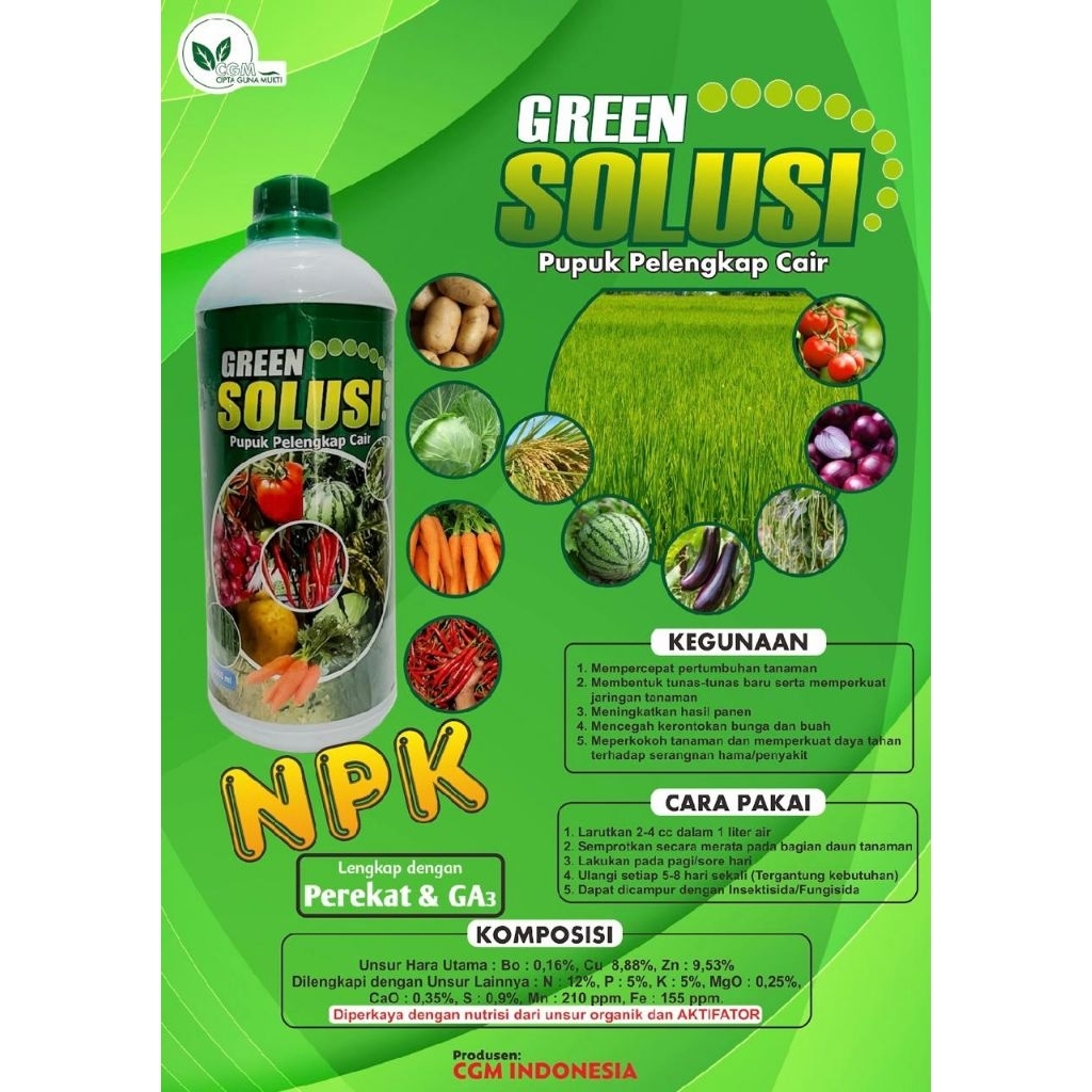 PPC (pupuk pelengkap cair) NPK LENGKAP GREEN SOLUSI - 1Liter