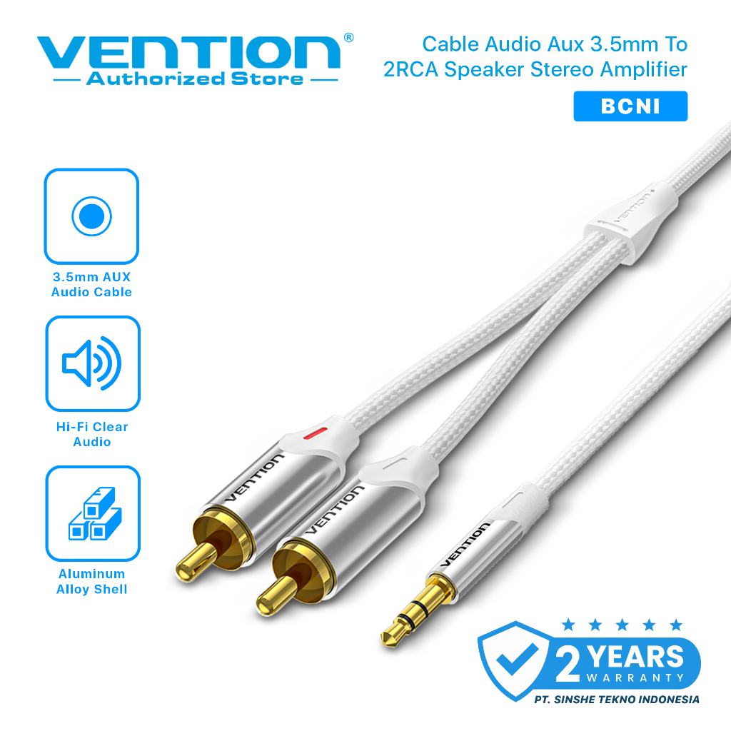 Vention Kabel Audio Aux 3.5mm to 2RCA Premium Design Quality Speaker Stereo Amplifier