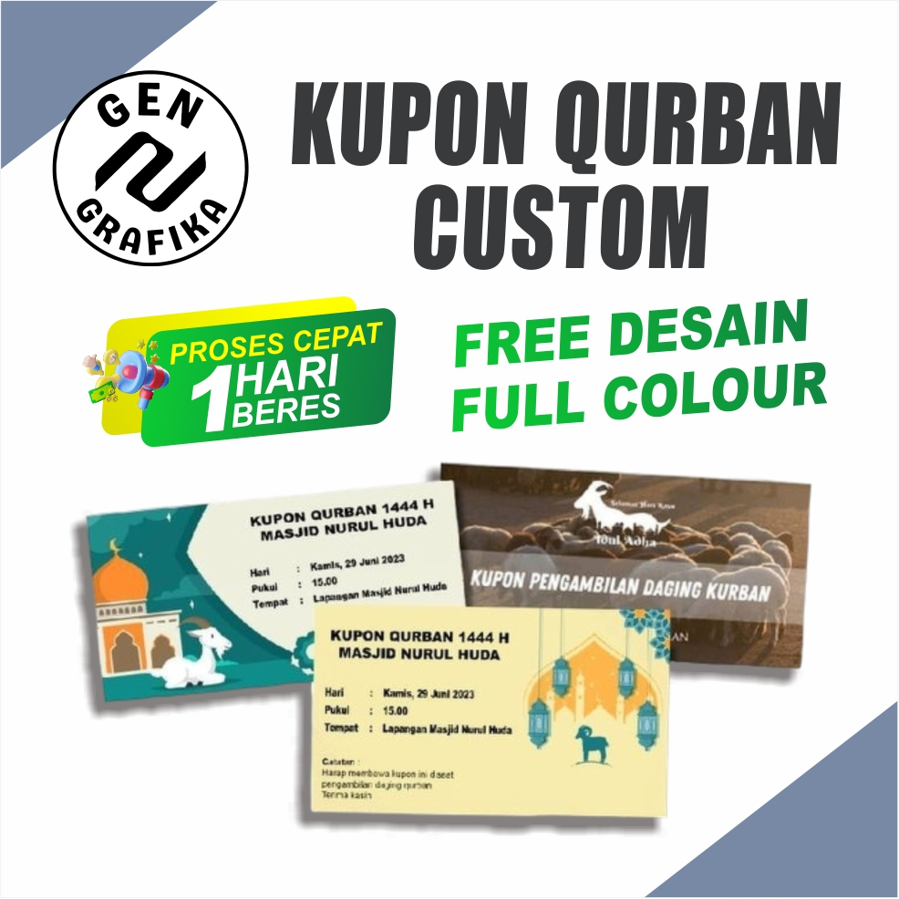 Cetak Cepat Kupon Kurban / Kupon Qurban Ukuran 1/6 CUSTOM | Genz Grafika