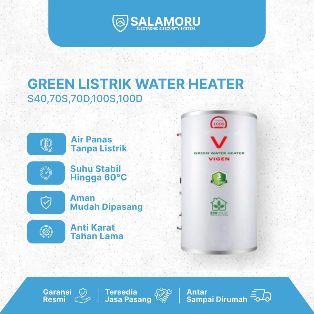 Green aircon Water Heater Vigen tanpa Gas / Listrik - 70S - 100D
