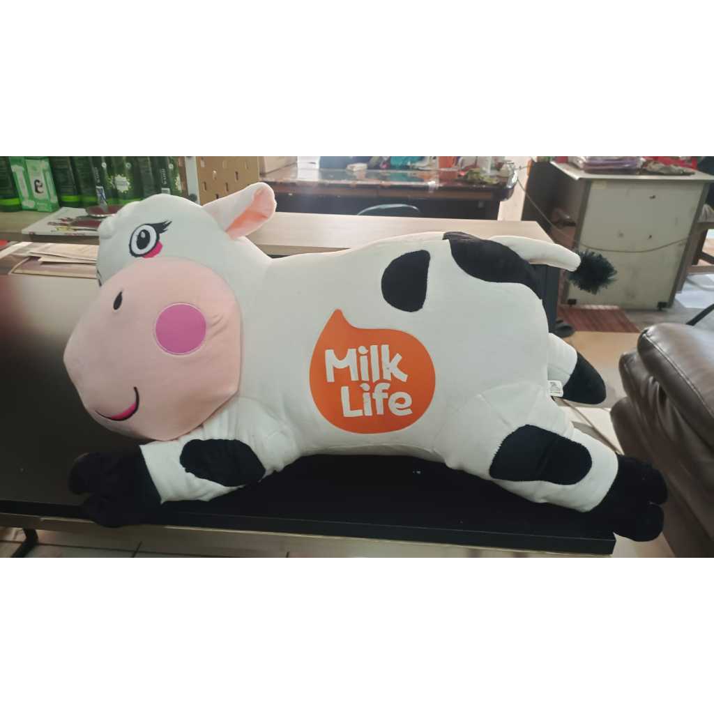 BONEKA ANIMAL SAPI MILK LIFE DAN TAS JARING MILK LIFE