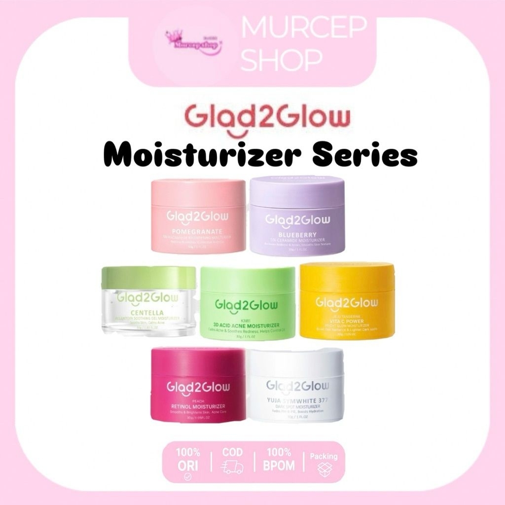 【100% ORI】Glad2Glow Skincare - Moisturizer Series Mencerahkan  Wajah Anti Jerawat Penuaan  Flek Tena