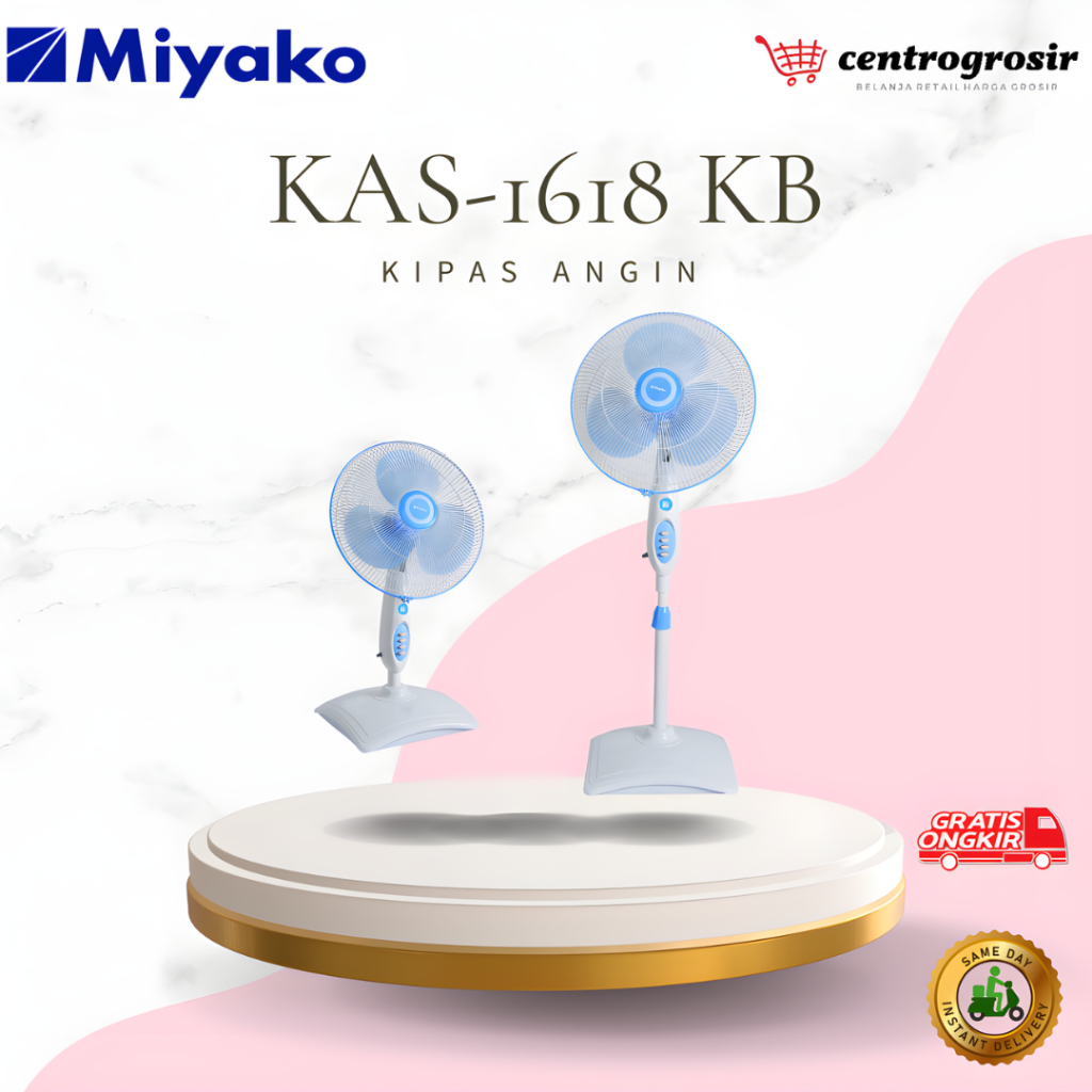 Miyako KAS1618 Kipas Angin Berdiri Duduk Meja Miyako Stand Fan 16inch KAS-1618BGB