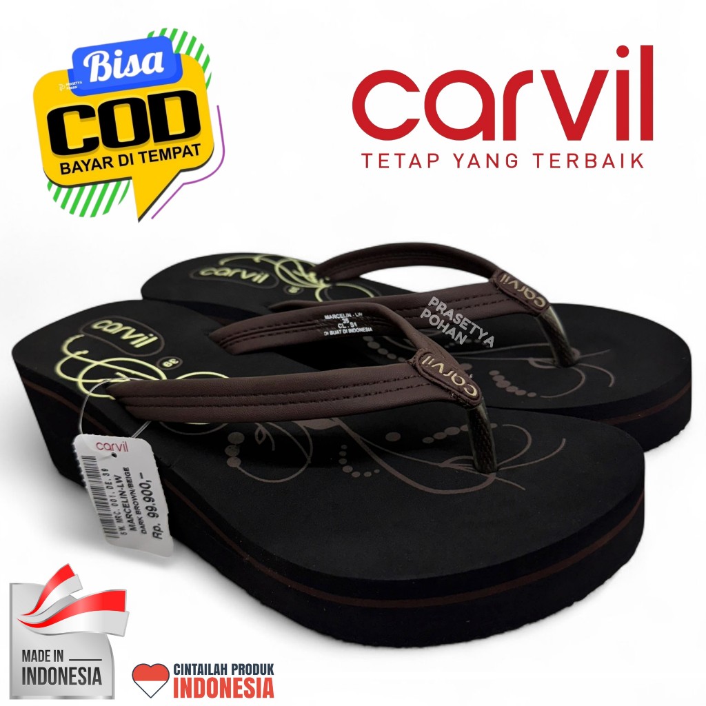 Sandal Wedges Carvil Original Model Bunga - Sendal Wanita Original