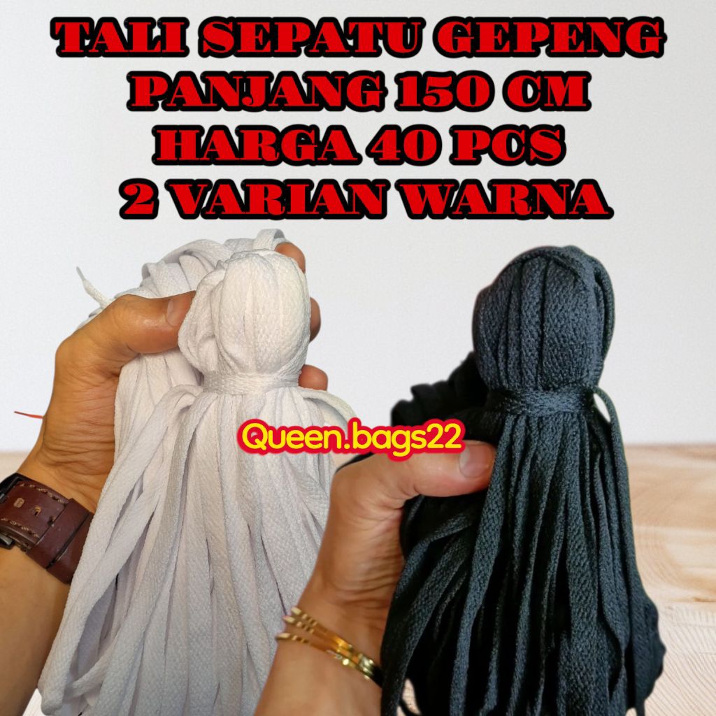(PANJANG 150 CM)20 PASANG TALI SEPATU GEPENG HITAM PUTIH/TALI SEPATU BOLA/TALI SEPATU BOOTS/TALI SEP