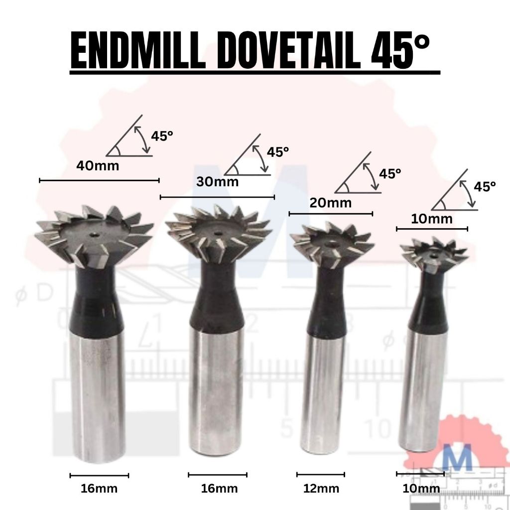 Dovetail End mill 45degree 45 derajat endmill ekor burung grooving
