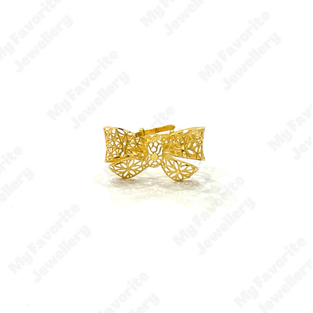 Cincin Variasi Pita Krawang Adjustable Emas Asli Kadar 700