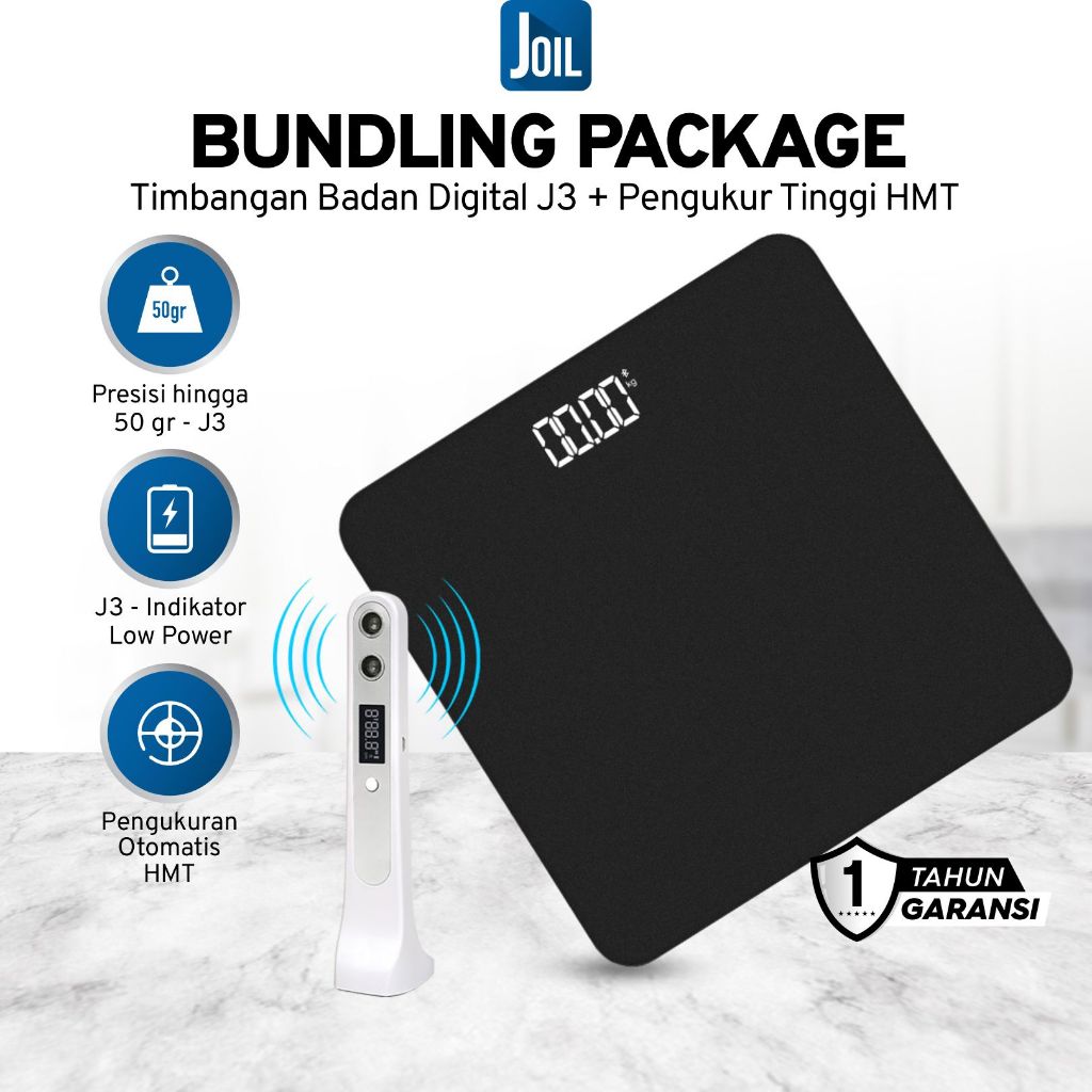 Joil Bundle Timbangan Badan J3 & Alat Pengukur Tinggi Badan