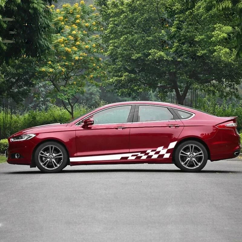 6 buah stiker olahraga garis balap reli WRC DIY perekat film vinil untuk kap mobil, pintu samping, k