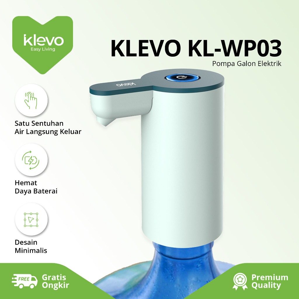 KLEVO KL-WP03 Pompa Galon Air Minum Elektrik Rechargeable Type C Dispenser Air Minum