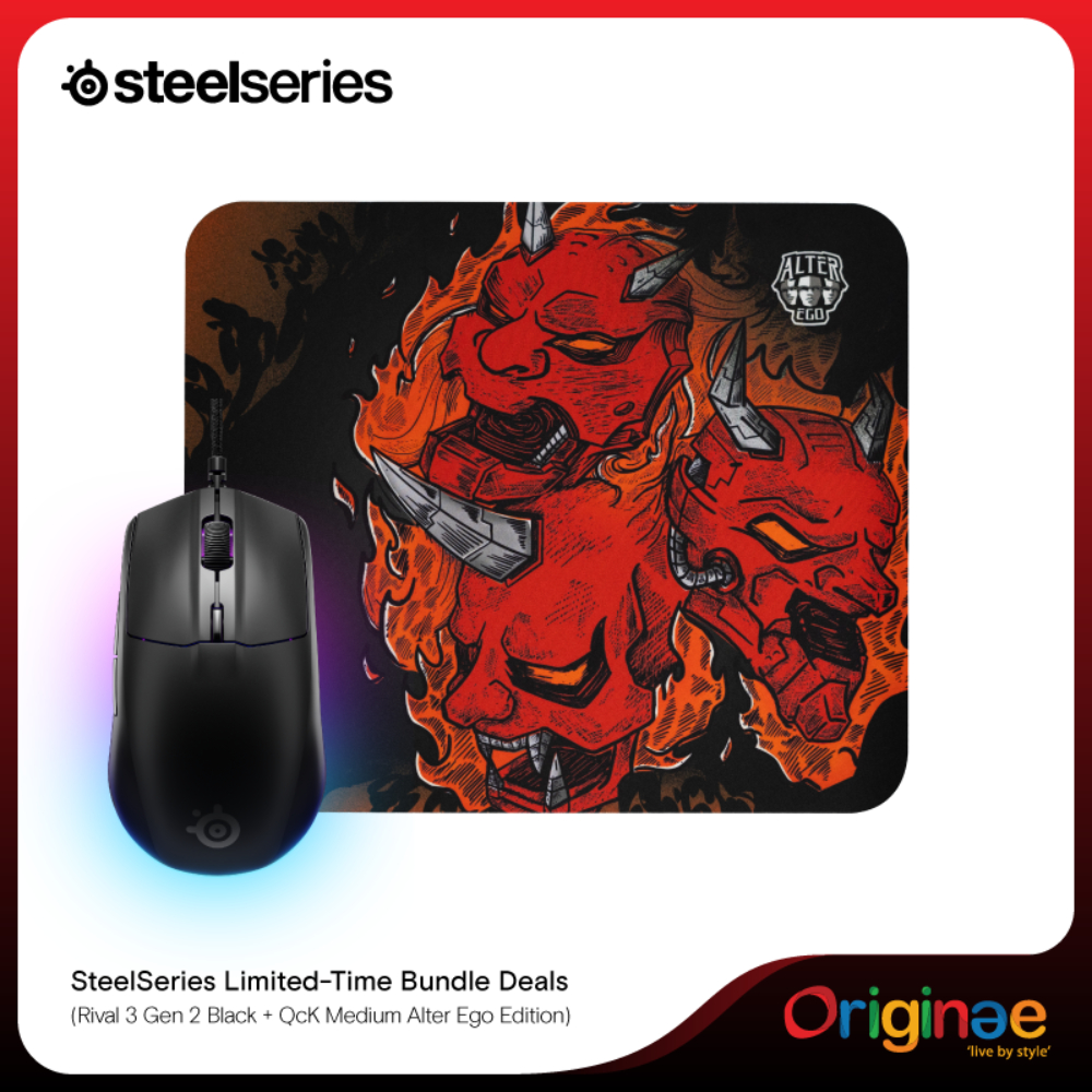 SteelSeries x Alter Ego eSports Mousepad QcK Medium + Mouse Rival 3 RGB Gen 2 Limited Bundle