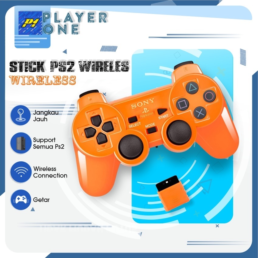 Stik Stick PS2 Wireless - Stik PS2 Wireless Original SONY Dualshock Getar - ORANGE