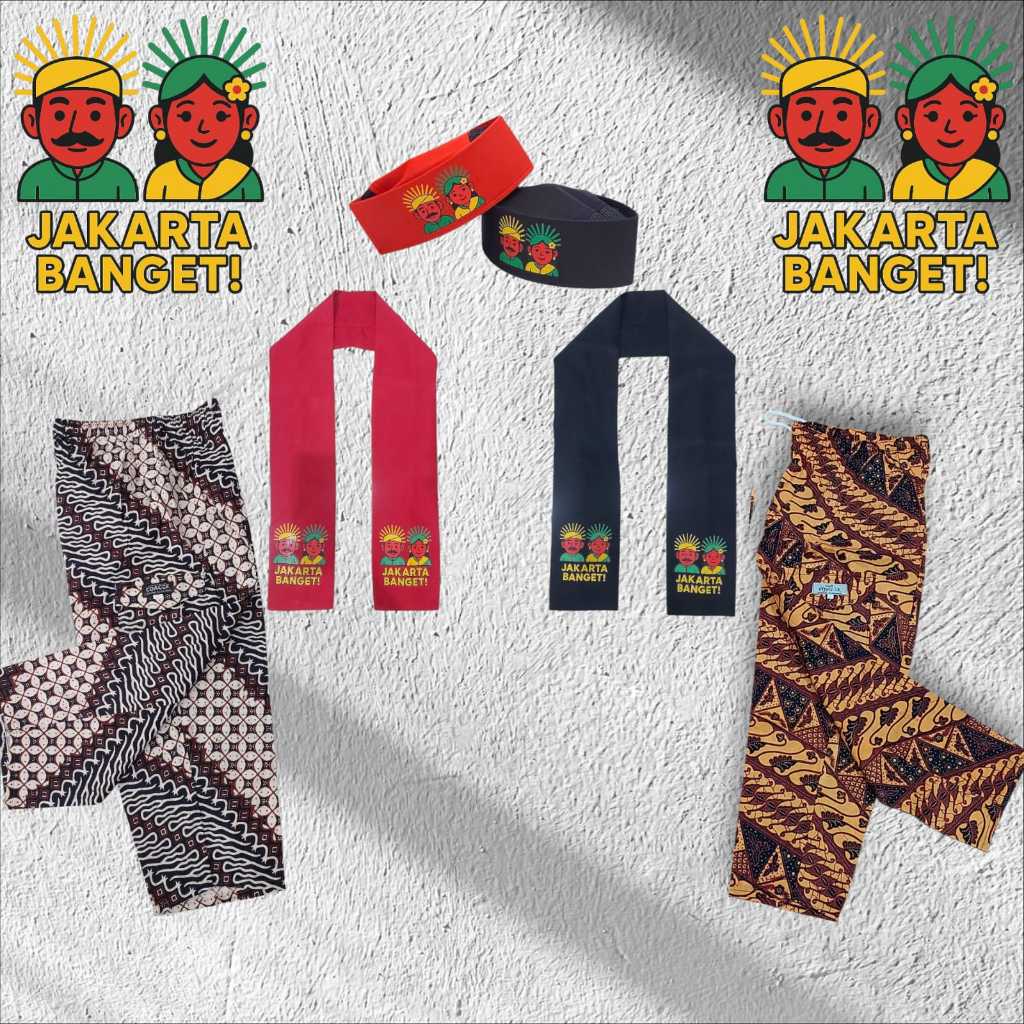 Setelan Baju Sadariah Pangsi, pakaian tradisional khas pria Betawi Celana Batik