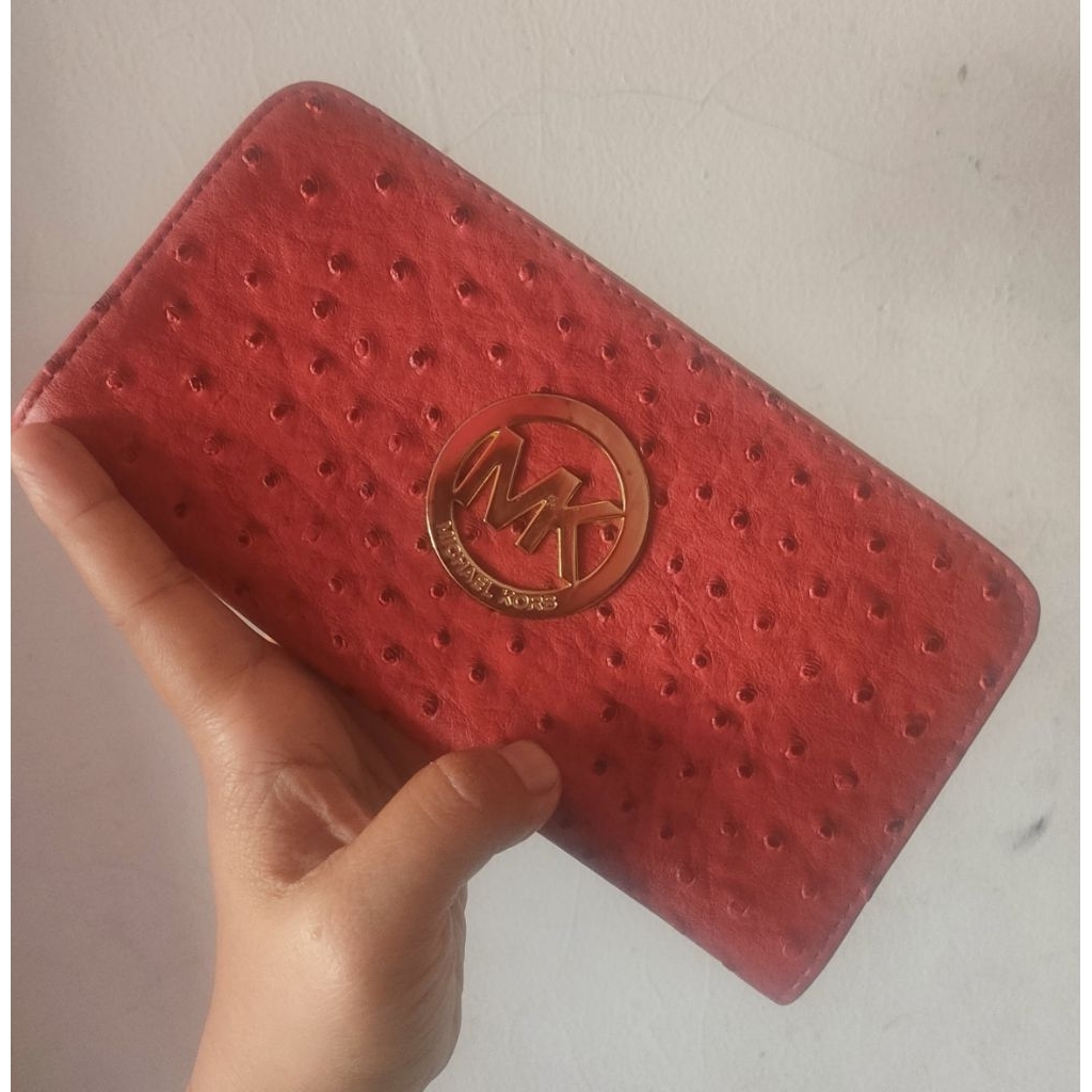 Ostrich Leather Red Wallet