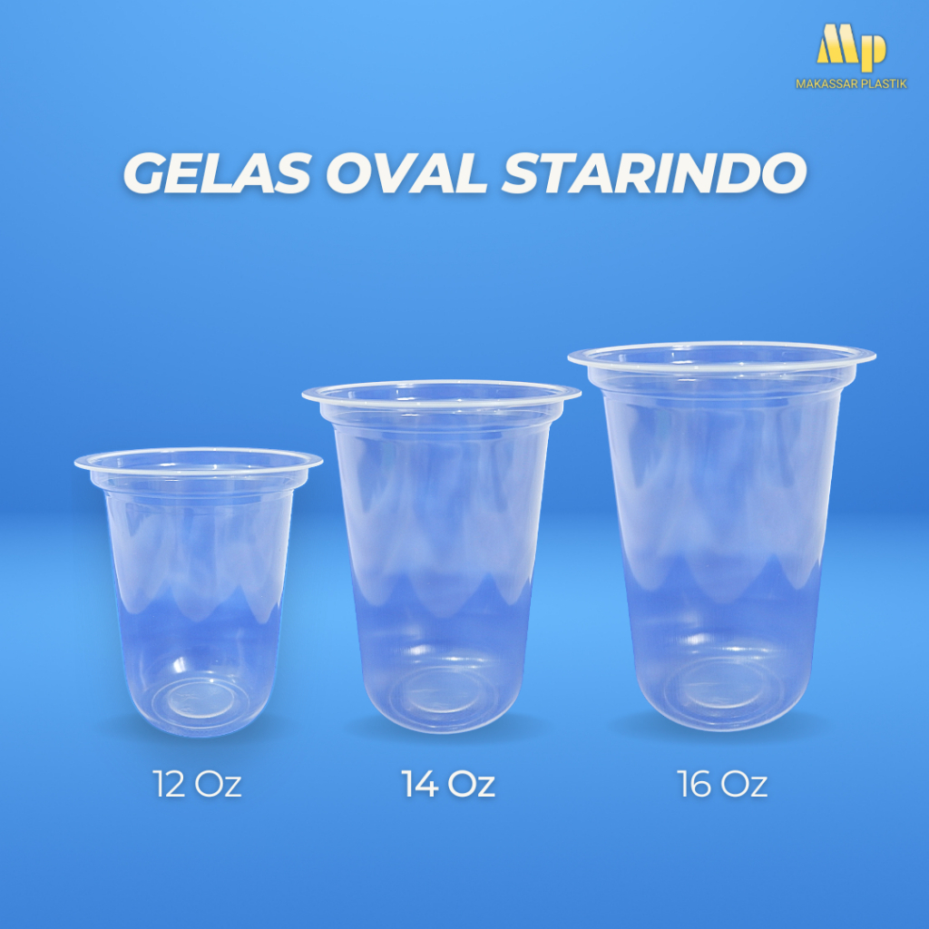 Gelas Starindo Oval / Gelas Plastik / Gelas Oval@50 Pcs
