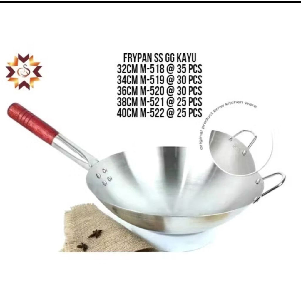 Wajan Penggoreng Wok Pan Stainless