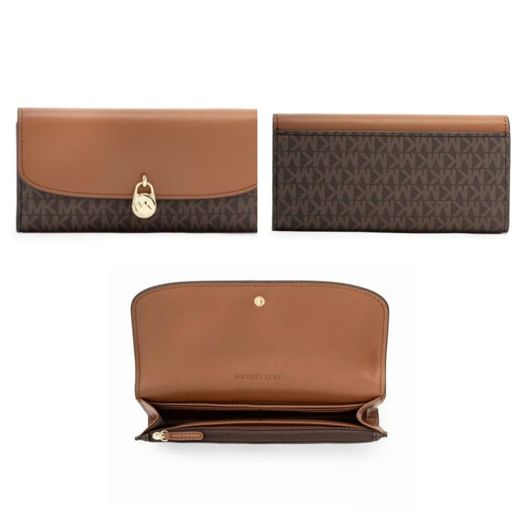 Dompet MK Hamilton Large Flap Continental Wallet Brown sz 19x10cm