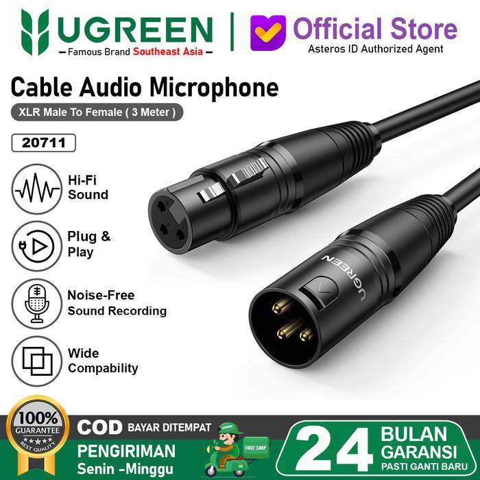 UGREEN Kabel Aux Audio Microphone XLR Male To Female Microphone karaoke condenser