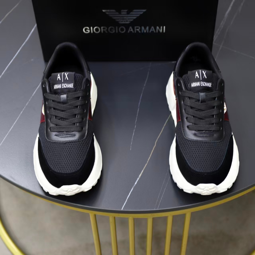 Armani new casual men's shoes men's breathable cowhide sports shoes running shoes