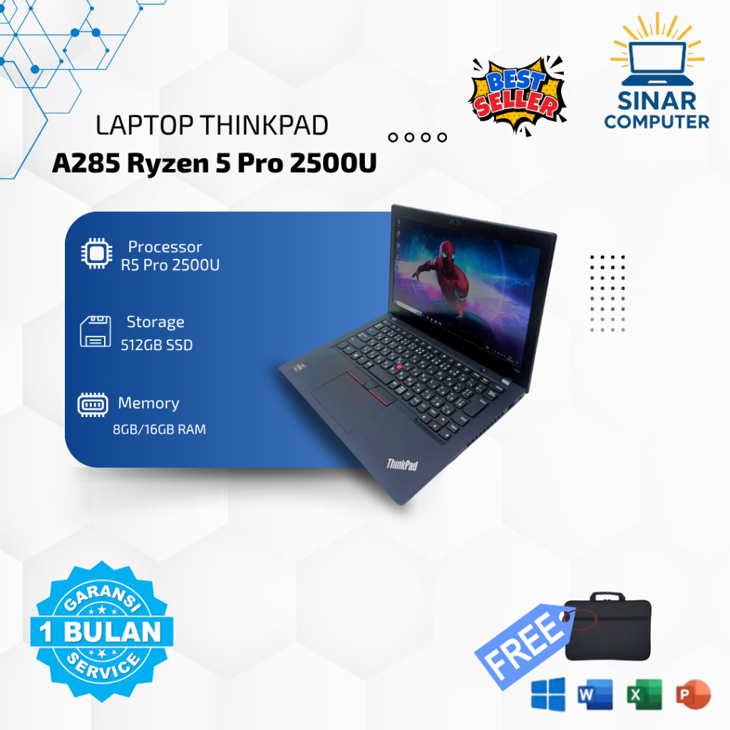 Lenovo Thinkpad A285 Ryzen 5 Pro 2500U Ram 8GB SSD 512GB